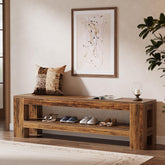 59" Entryway Bench, Farmhouse Indoor Console Shoe Bench End of Bed Table 3