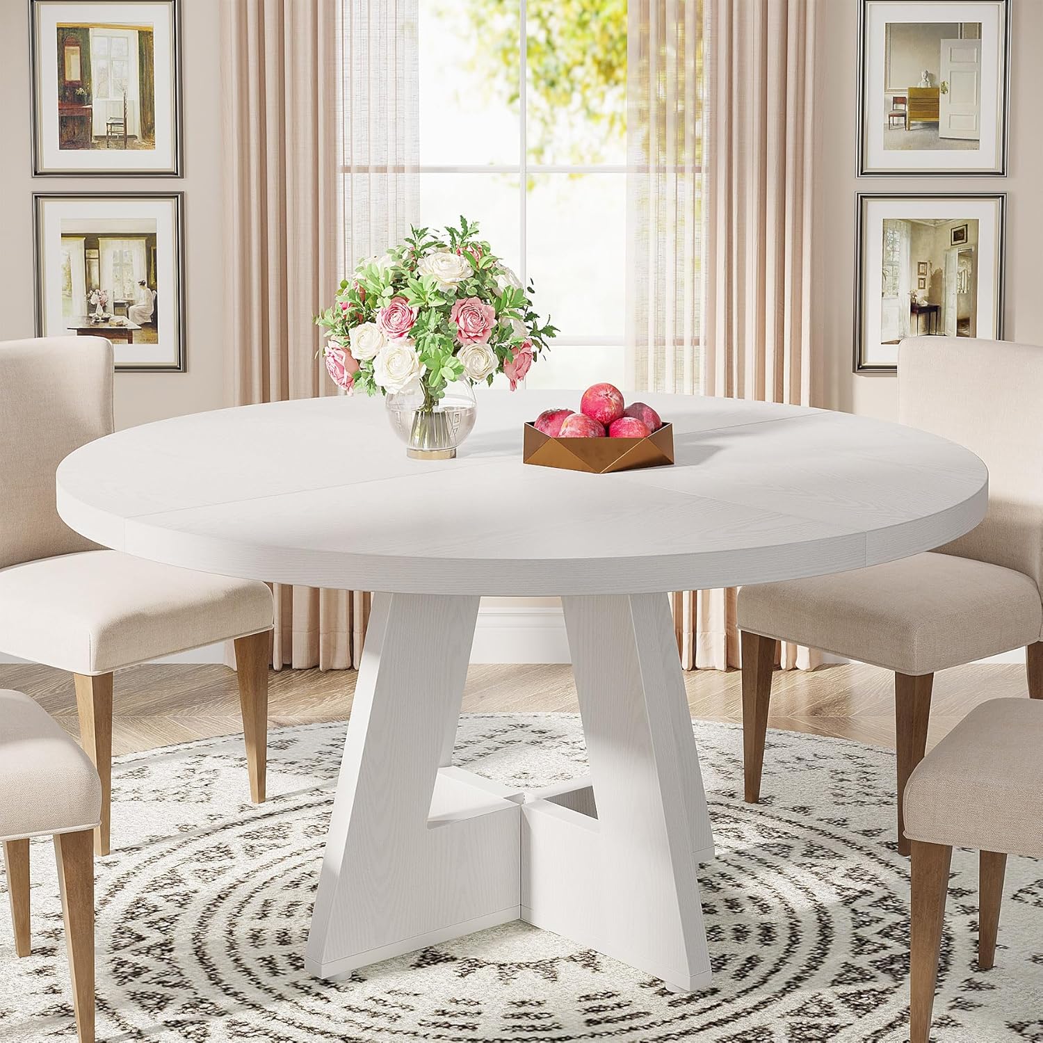 Tribesigns 47 Inch Round Dining Table, Farmhouse Kitchen Table for 4-6