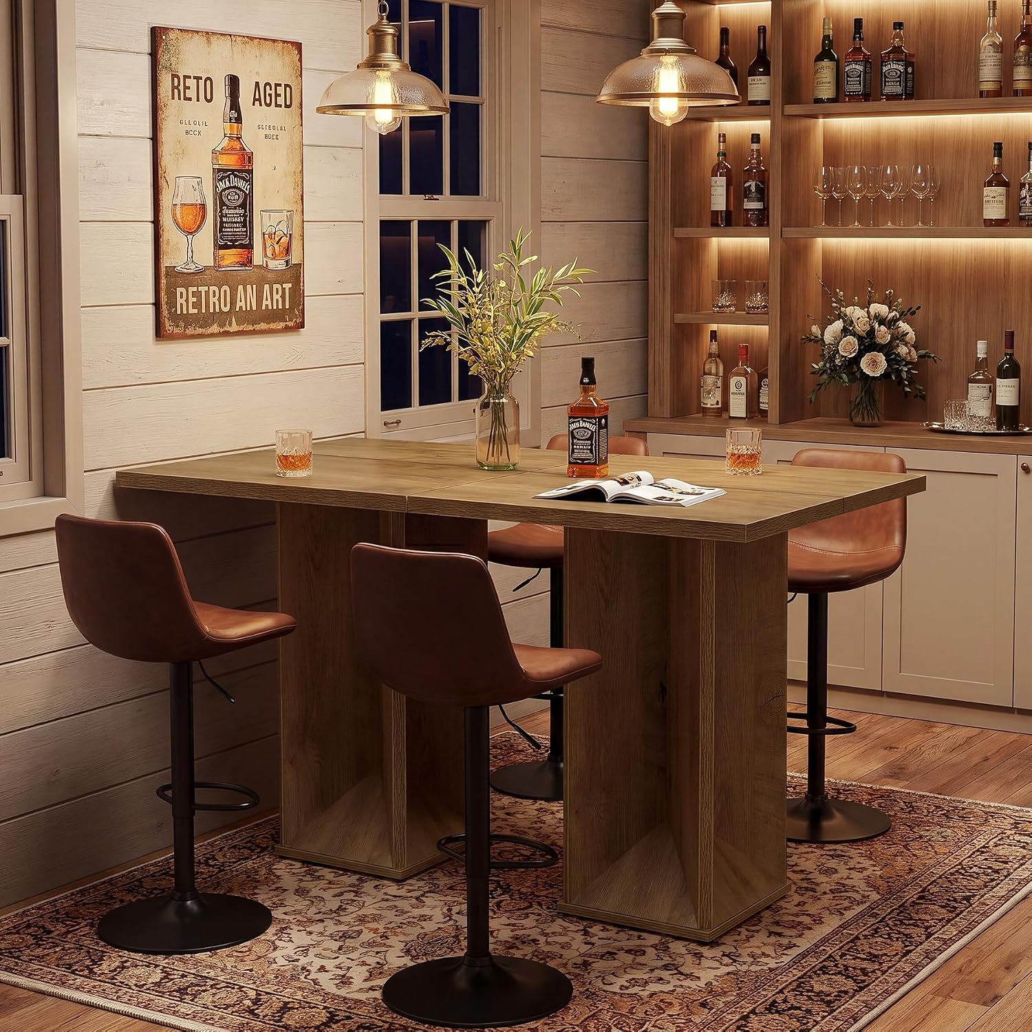 31" Square Bar Table, Home Bar Counter Height Pub Bistro Table