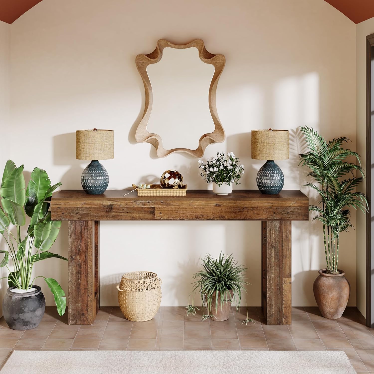 Tribesigns 63-Inch Console Table, Farmhouse Wooden Sofa Table