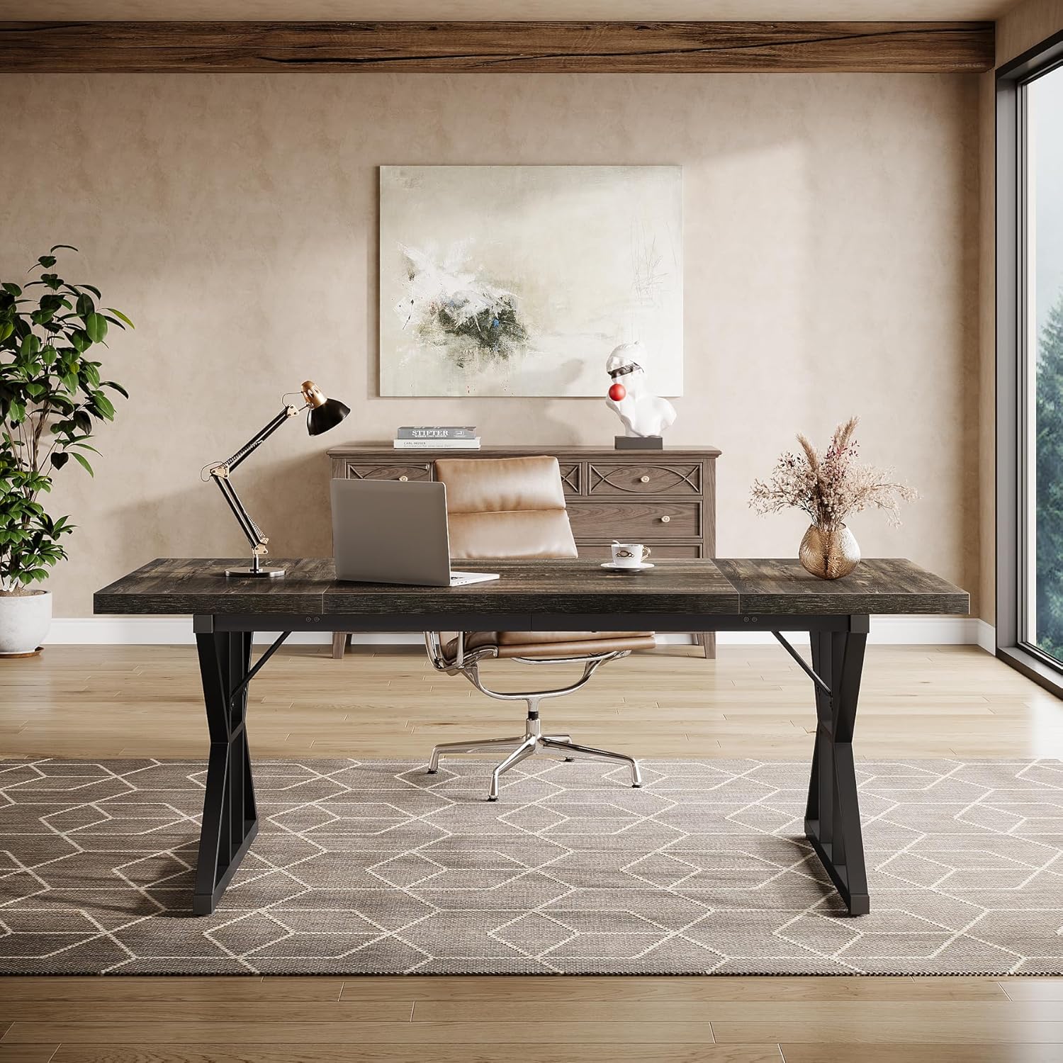 Tribesigns 70.86" Executive Desk, Industrial Style Computer Desk for Home Office