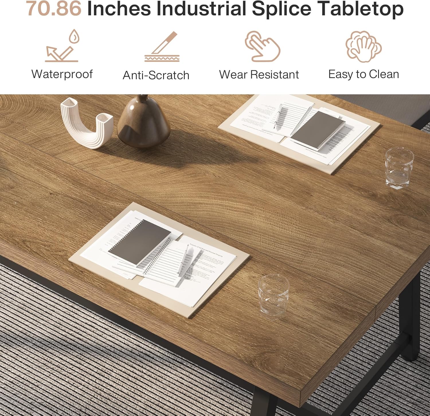 6FT Modern Executive Desk, 70.8” Large Conference & Computer Table for Meetings