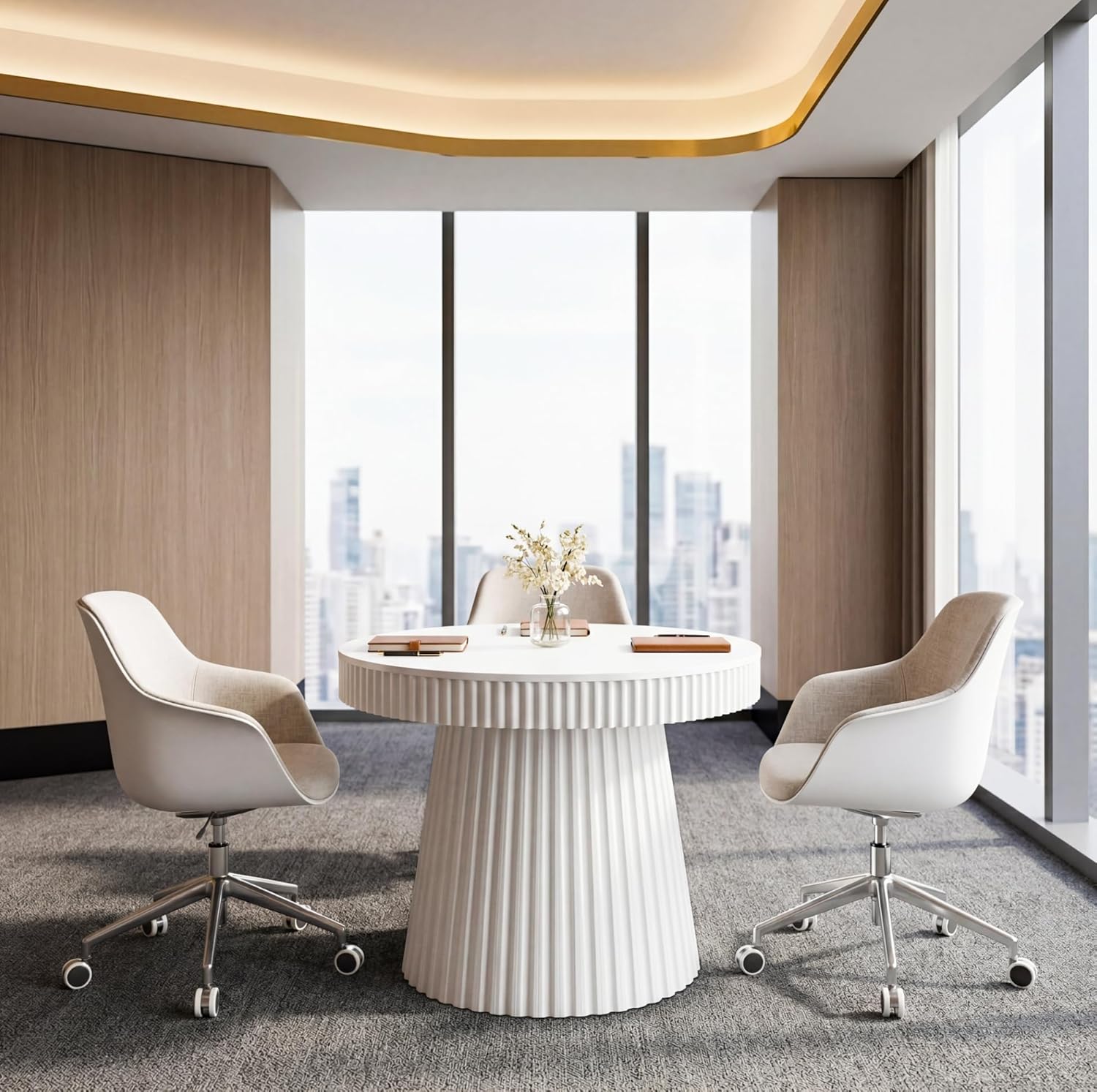 Round Conference Table, 31.5" Meeting Table Discussion Table for Home Office