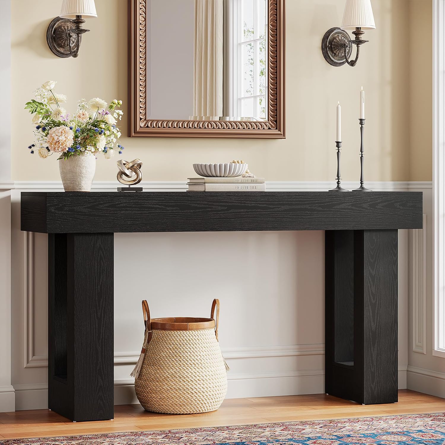 Tribesigns 63-Inch Console Table, Farmhouse Wooden Sofa Table