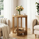 Tribesigns 2-Tier Round End Table, Wooden Accent Table 3