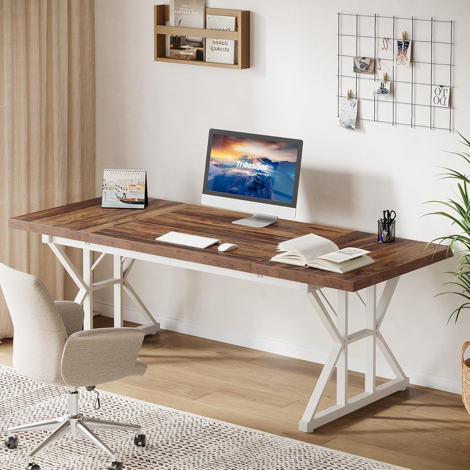 Tribesigns 70.86" Executive Desk, Industrial Style Computer Desk for Home Office