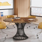 Round Conference Table for 4-6, 47" Meeting Table with Metal Base