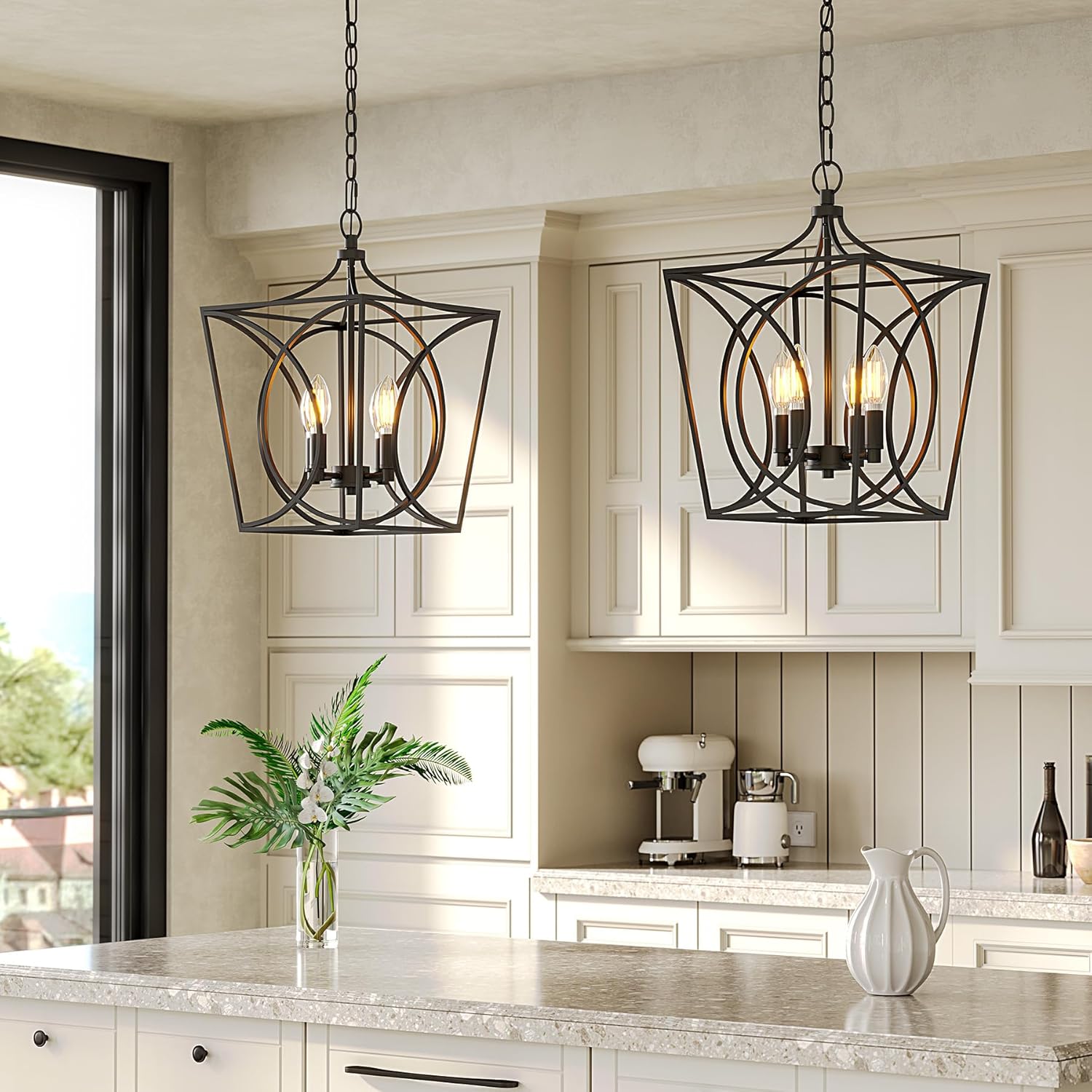 4-Light Pendant Light Fixture, Industrial Chandelier With Adjustable Chain