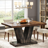 47" Farmhouse Dining Table, Kitchen Dinner Table with Duty Pedestal for 4 People 3