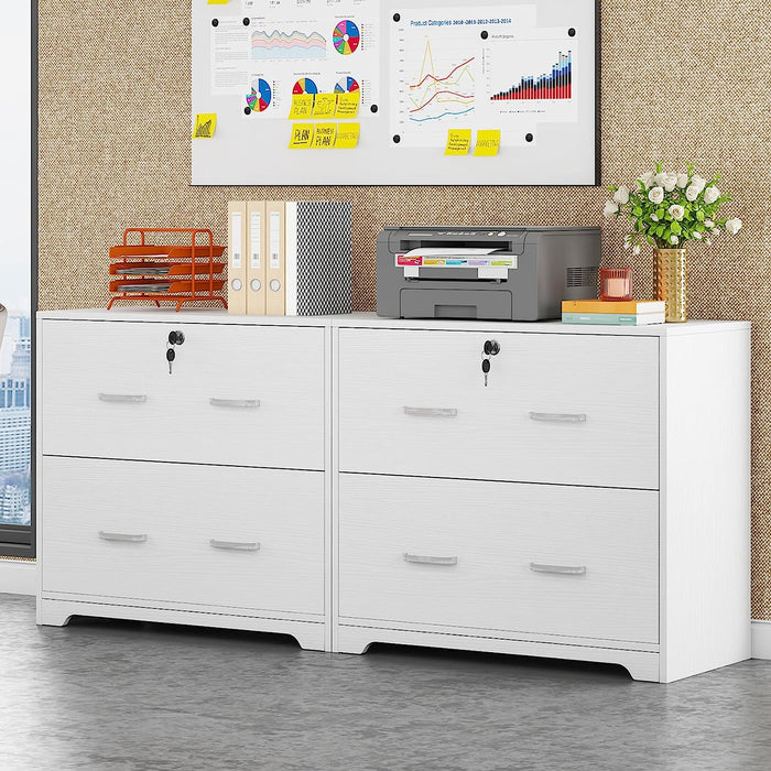 File Cabinet, Modern Lateral Storage Cabinet with 2-Drawer Tribesigns
