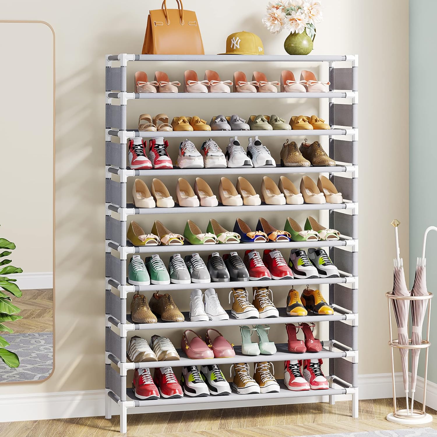 10 Tiers Shoe Rack, Large Capacity Shoe Shelf Shoe Organizer for 50 Pairs