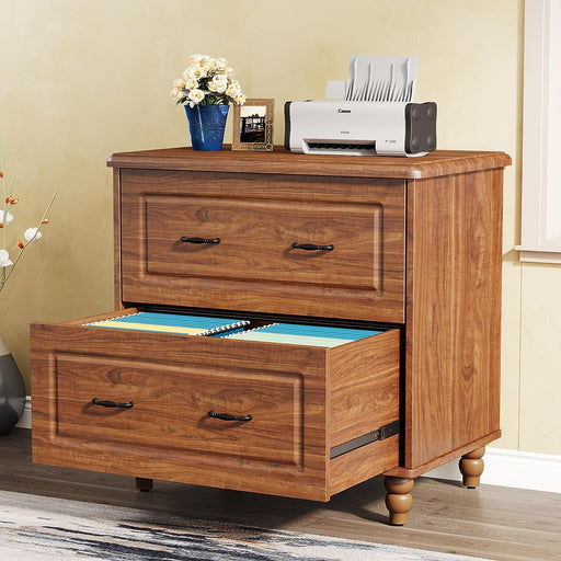 Tribesigns 2 Drawer Storage File Cabinet with Solid Wood Legs