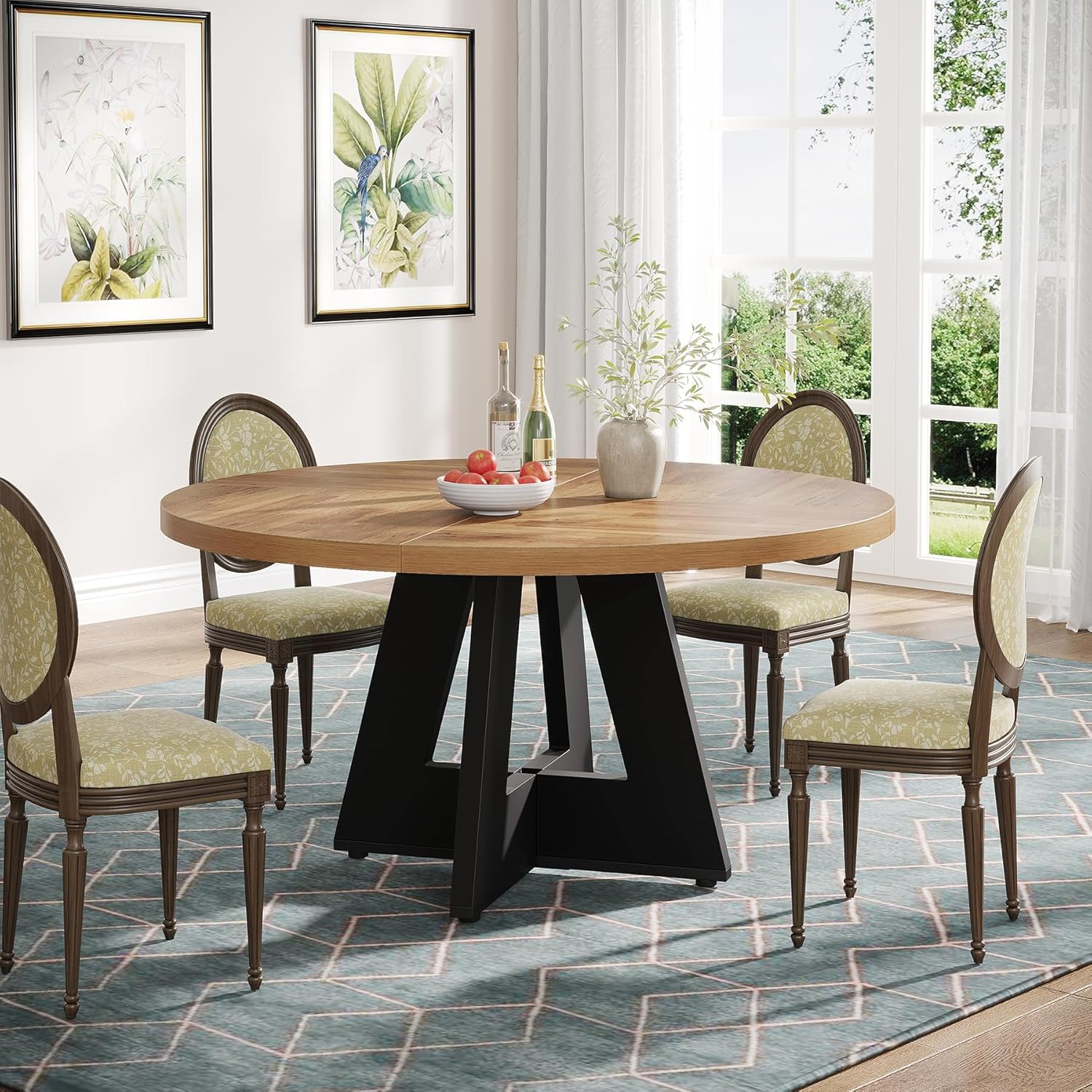 Tribesigns 47 Inch Round Dining Table, Farmhouse Kitchen Table for 4-6