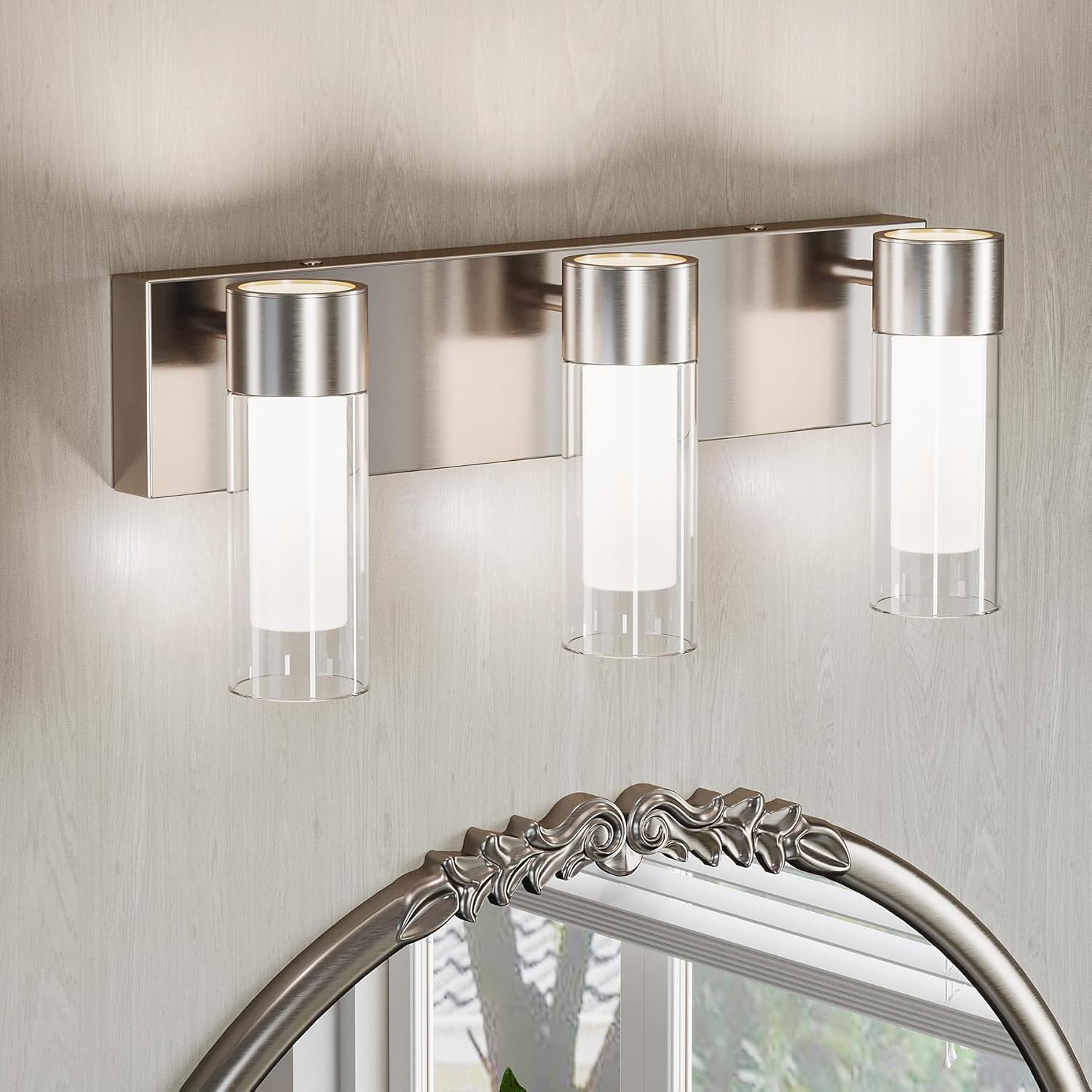 3-Light Light Fixtures, Modern Bathroom Wall Lights Vanity Lights with Clear Glass Shades
