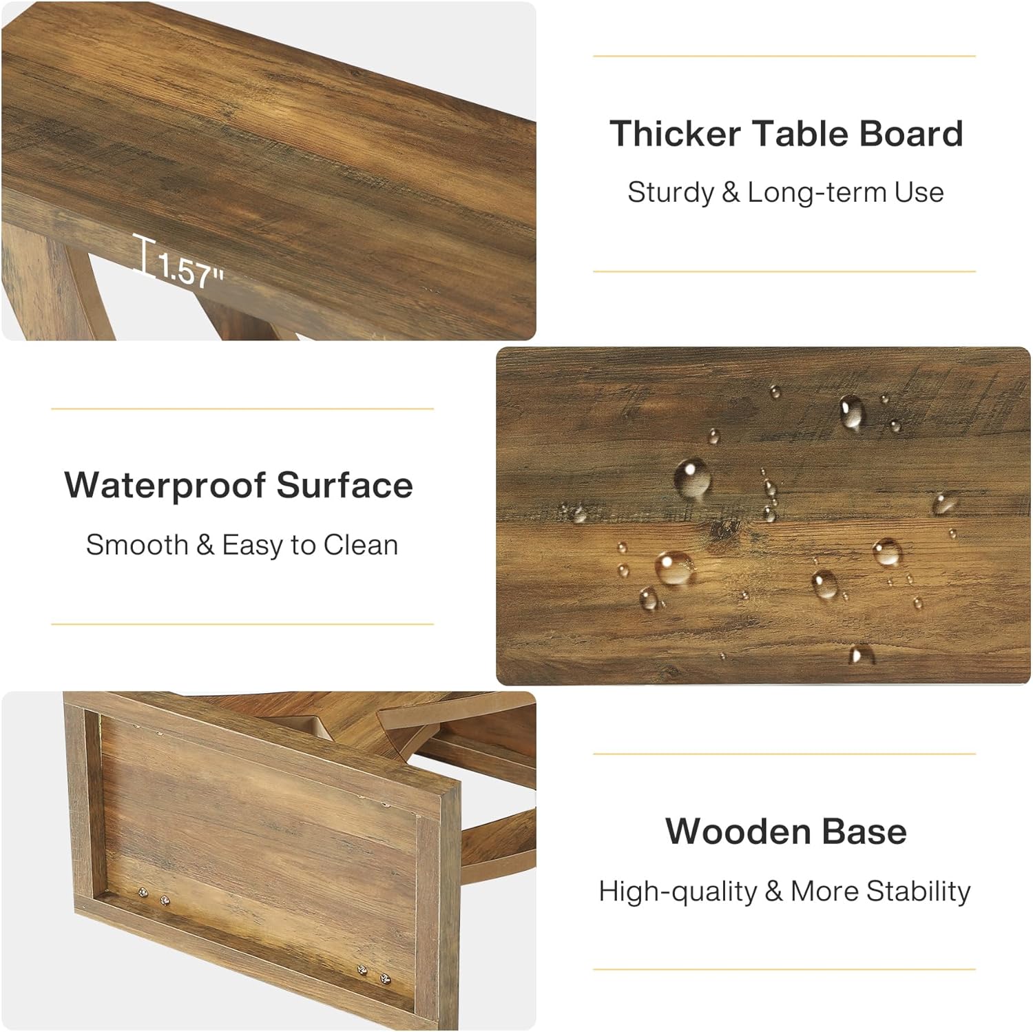 Wooden End Table, Farmhouse Side Table Nightstand with Cross Fishtail Support