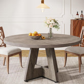 47" Farmhouse Dining Table, Round Wooden Kitchen Dinner Table for 4 People 3