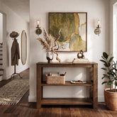 41.3" Solid Wood Console Tabale, Farmhouse Sofa Table with 3-Tier Shelves 3