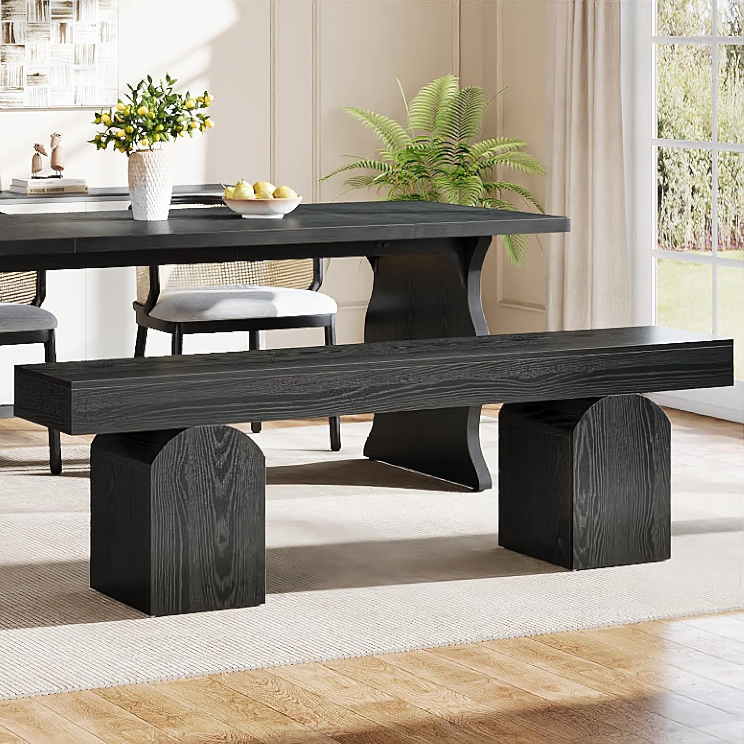 59" Dining Bench with Arched Base - Thumbnail 3