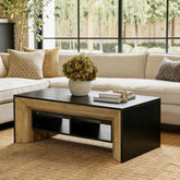 47" Modern Coffee Table, Rectangular Center Table with 2-Tier Storage 3
