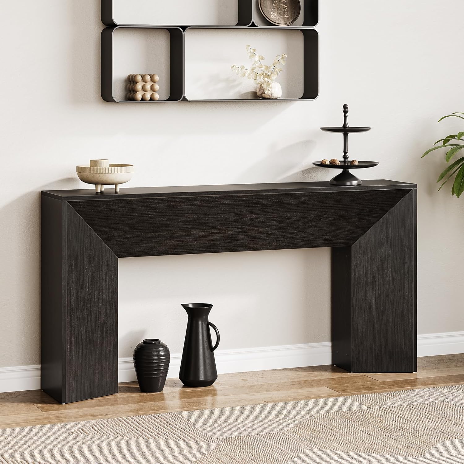 63" Extra Long Console Table for Entryway, Modern Wooden Sofa Table for Living Room
