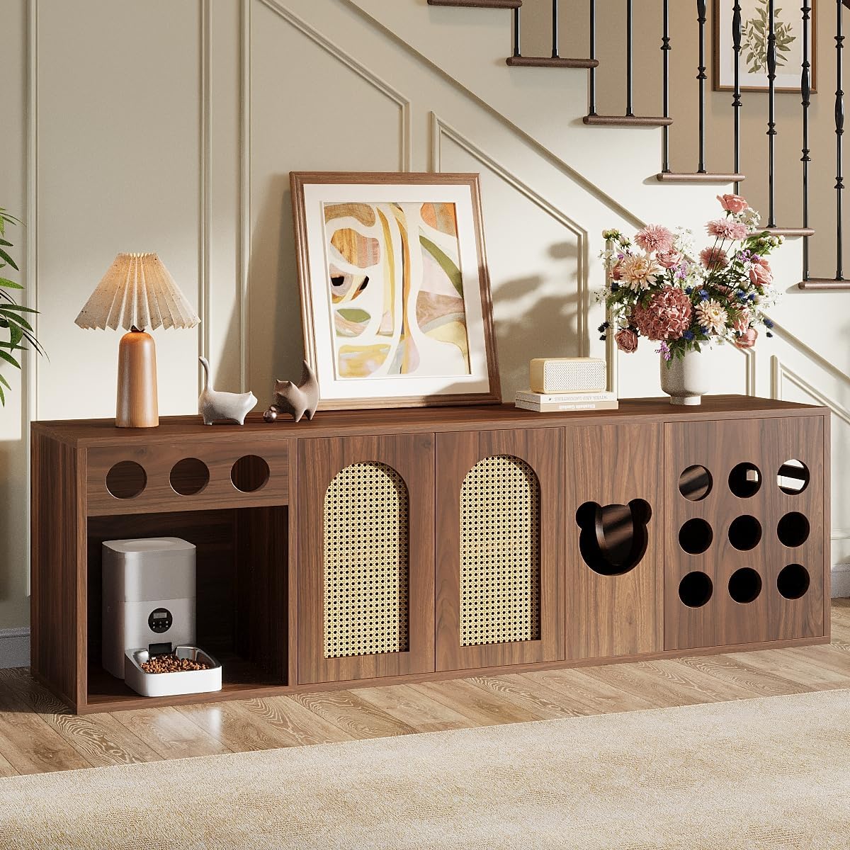 70.9" Cat Litter Box Enclosure, Extra Large Hidden Litter Box Cabinet Cat House