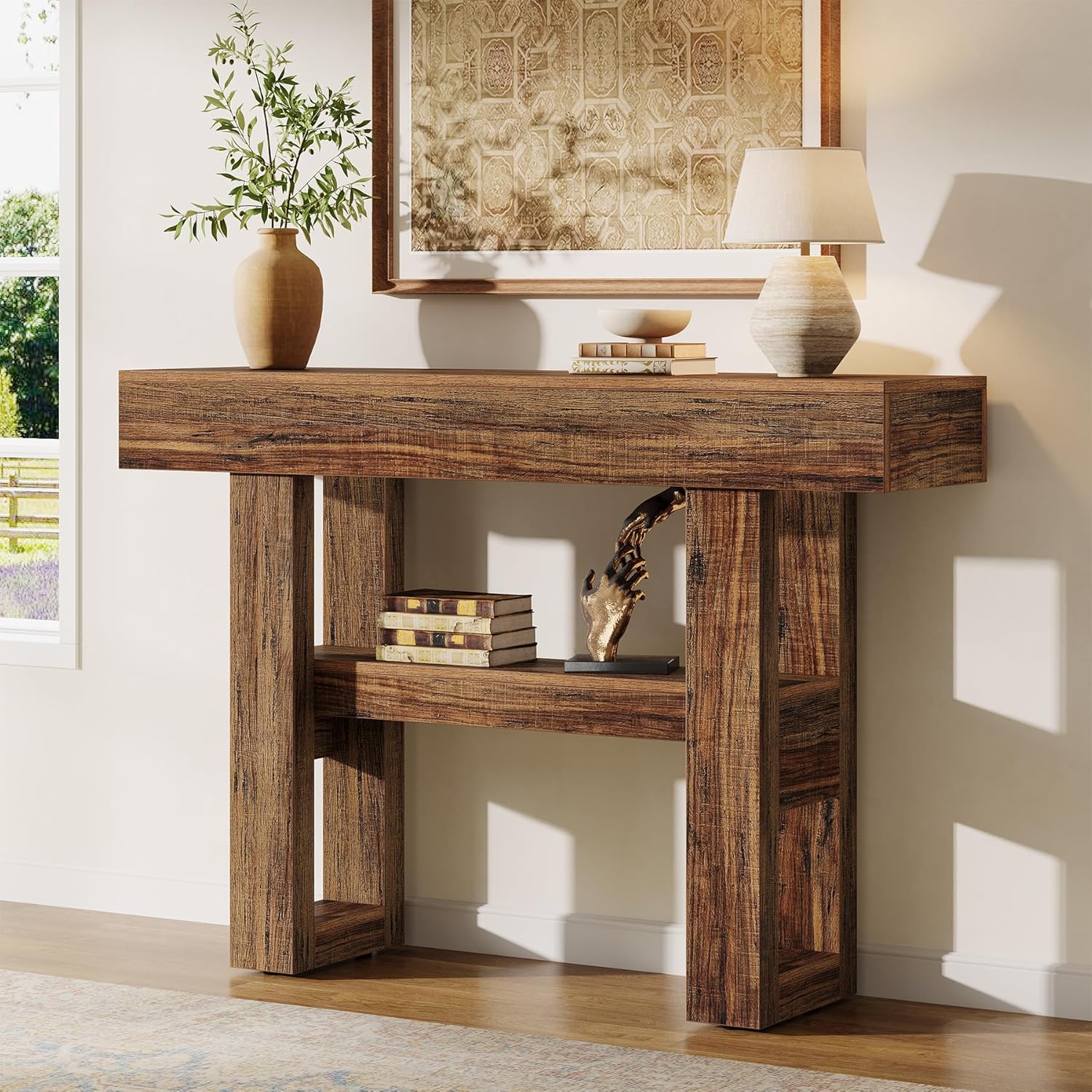 Tribesigns 41.34" Console Table, Rustic 2-Tier Storage for Entryway and Living Room