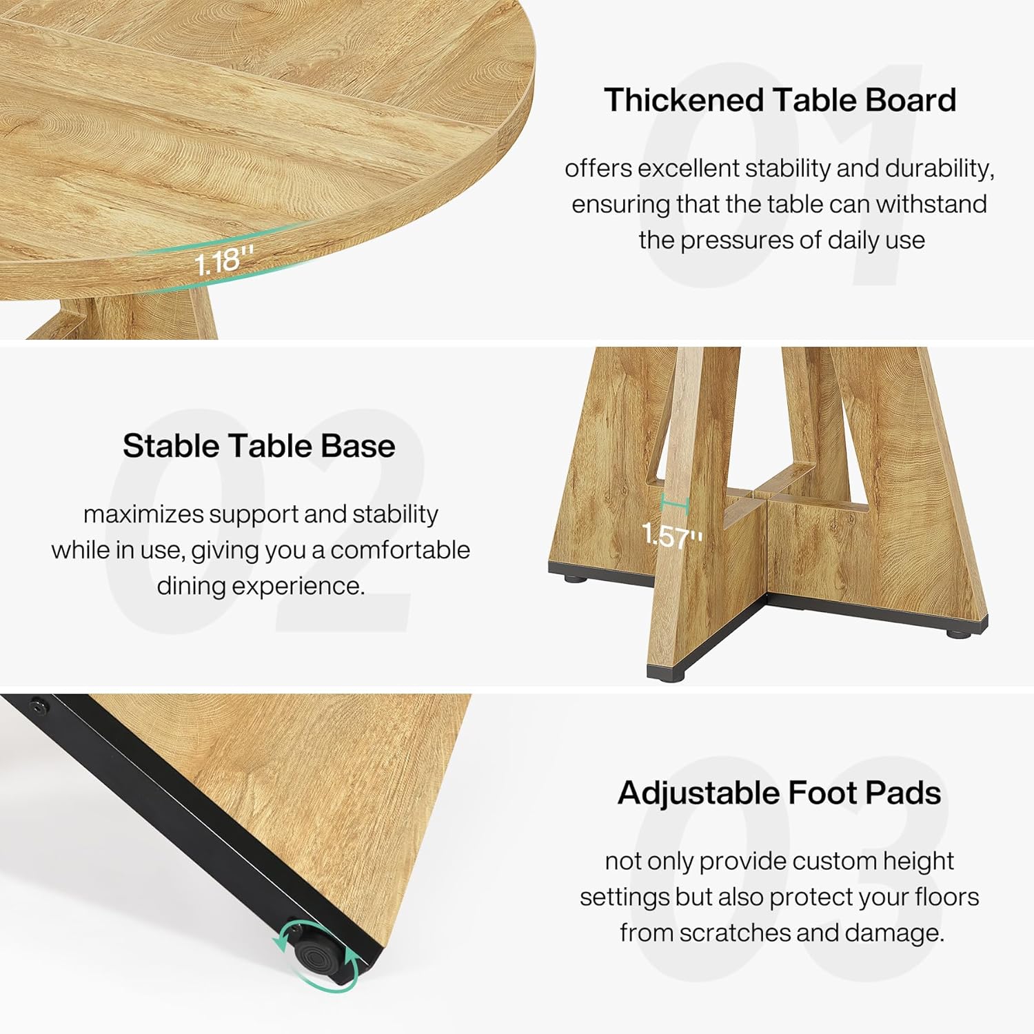 Tribesigns 47 Inch Round Dining Table, Farmhouse Kitchen Table for 4-6