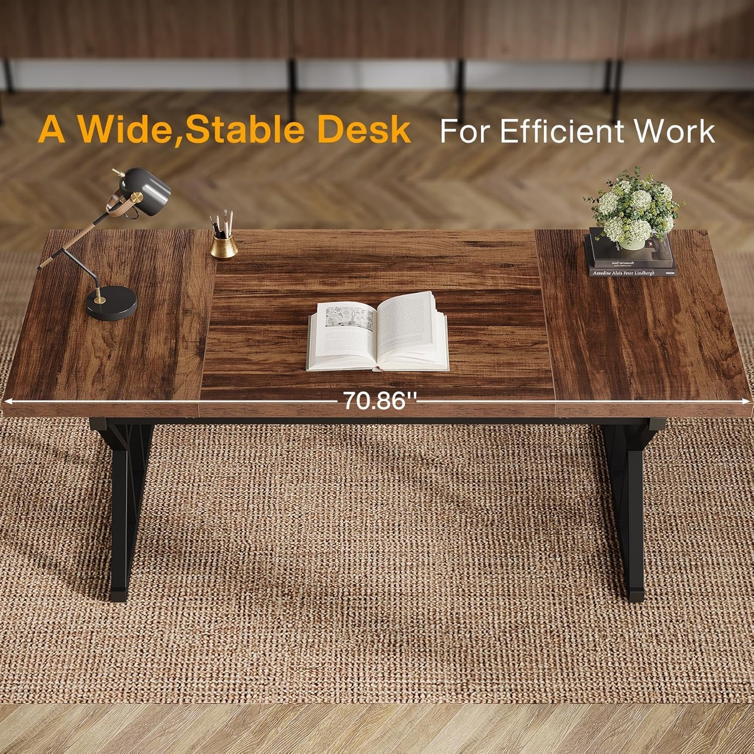 Tribesigns 70.86" Executive Desk, Industrial Style Computer Desk for Home Office