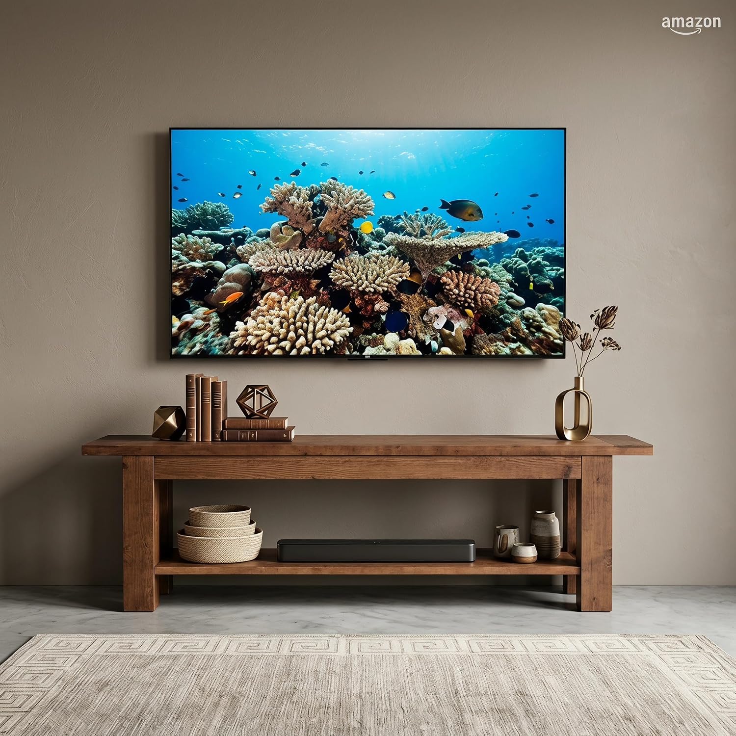 71" Rustic Solid Wood TV Stand for 75" TV, Entertainment Center with Storage Shelf