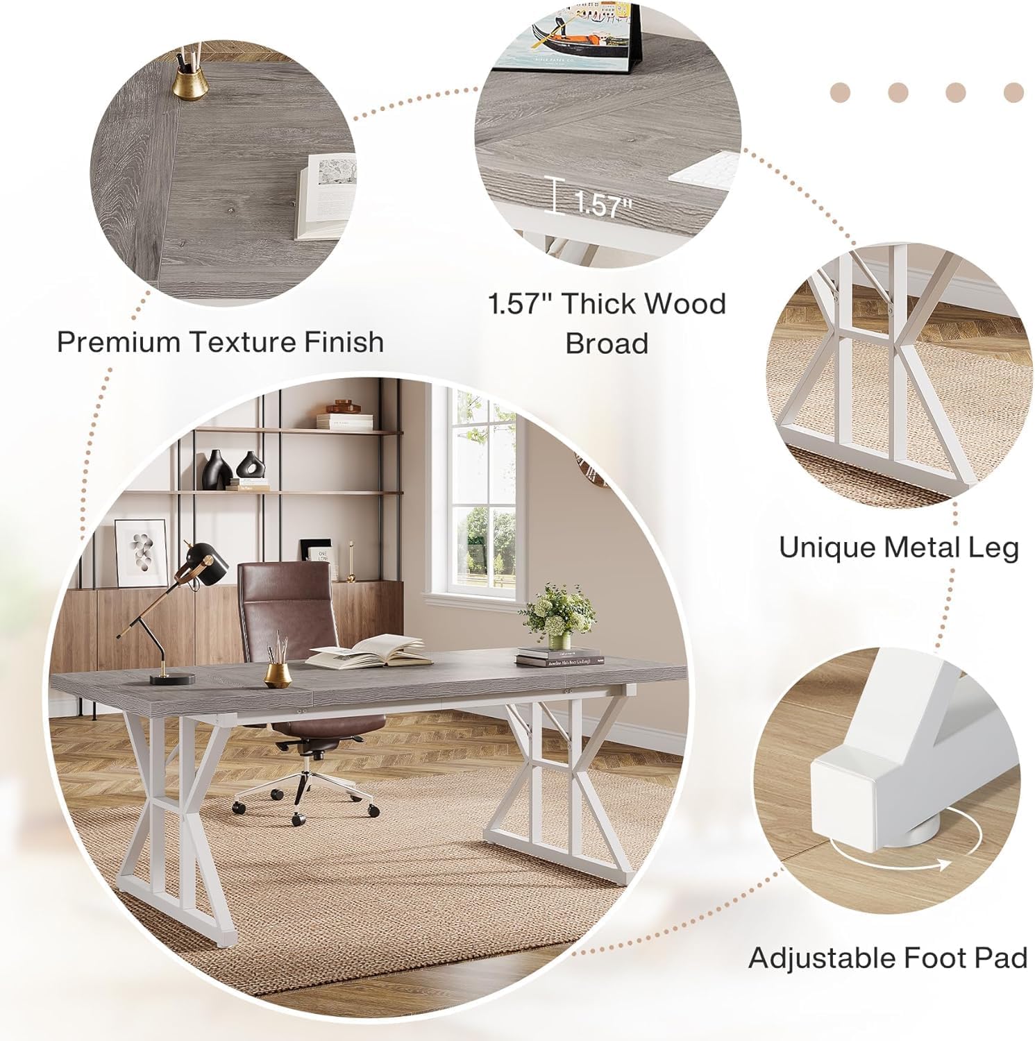 Tribesigns 70.86" Executive Desk, Industrial Style Computer Desk for Home Office