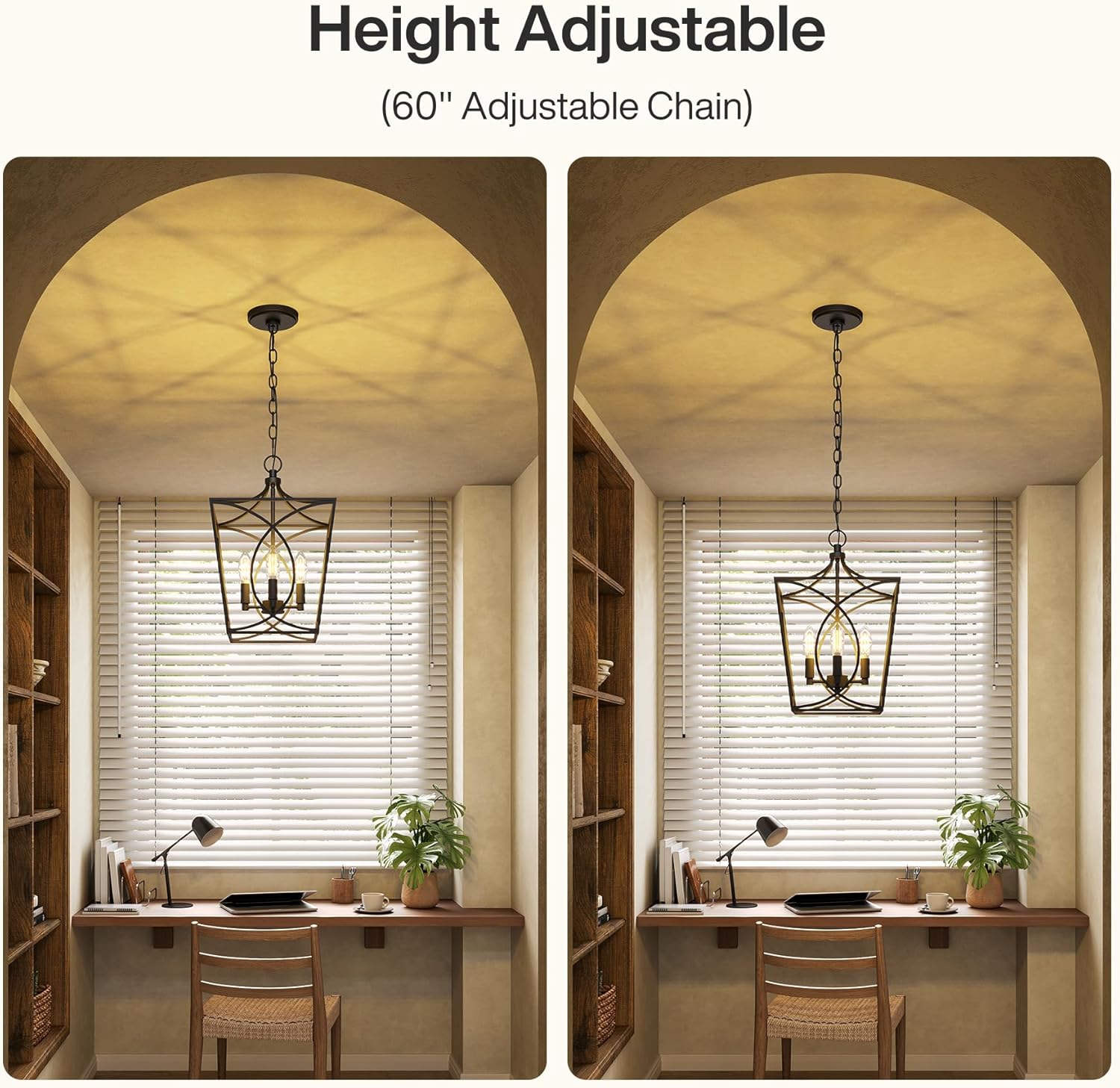 4-Light Pendant Light Fixture, Industrial Chandelier With Adjustable Chain