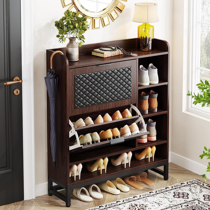 Tribesigns Tribesigns Shoe Cabinet, 20 Pair Shoe Organizer with Open Shelves & 2 Flip Drawers