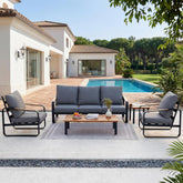5-Piece Patio Furniture Set Outdoor Conversation Sets with Sofas & Coffee Table & Side Table 3