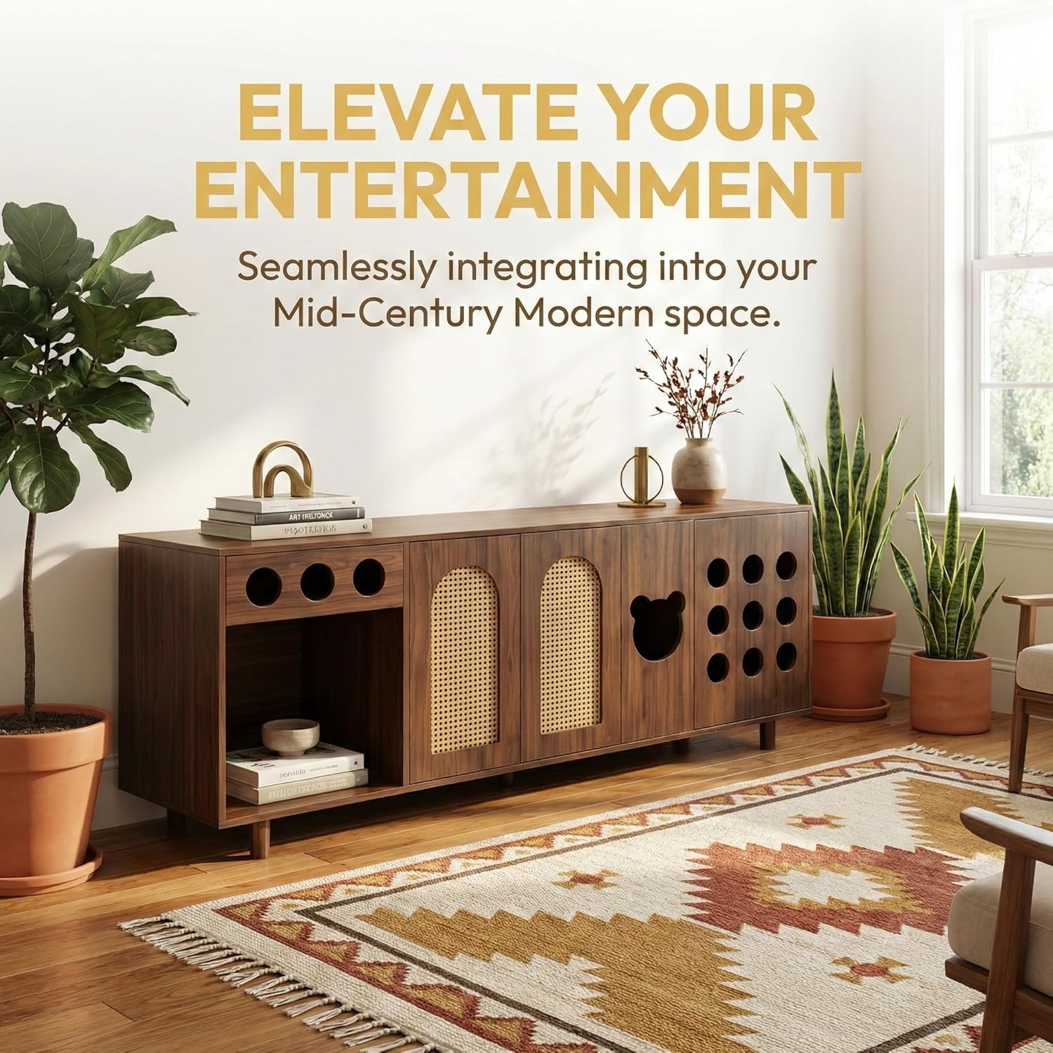 70.9" TV Stand, Extra Large Console Cabinet Entertainment Center