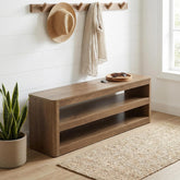55" Entryway Bench, 3-Tier Shoe Bench End of Bed Seat for Hallway, Bedroom 3