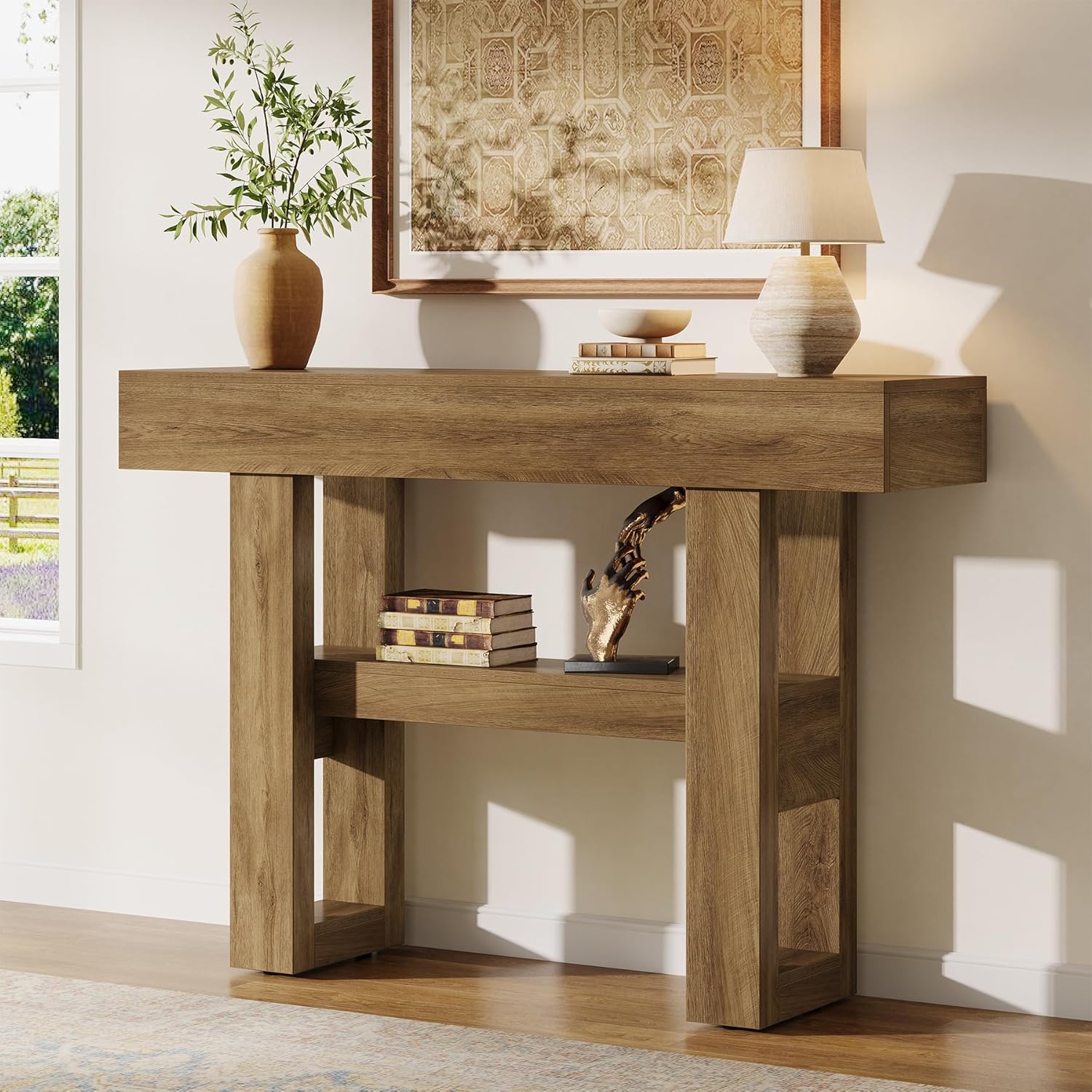 Tribesigns 41.34" Console Table, Rustic 2-Tier Storage for Entryway and Living Room