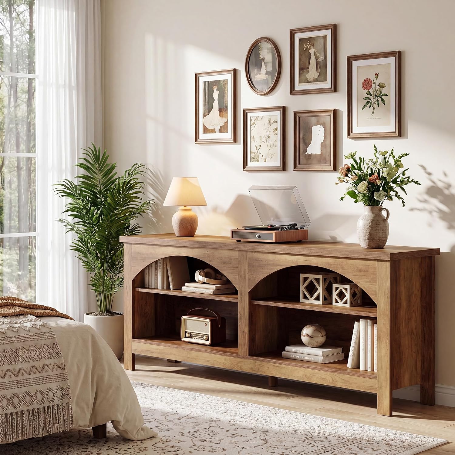 63" Farmhouse Console Table, Entryway Hallway Table with Storage