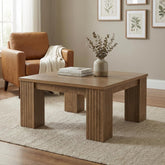 39" Square Coffee Table, Farmhouse Center Table with Fluted Legs 3