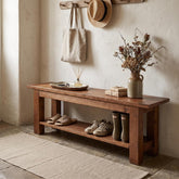 71" Extra Long Entryway Bench with Shoe Storage, Rustic Farmhouse Solid Wood, 2-Tier, Hallway 3
