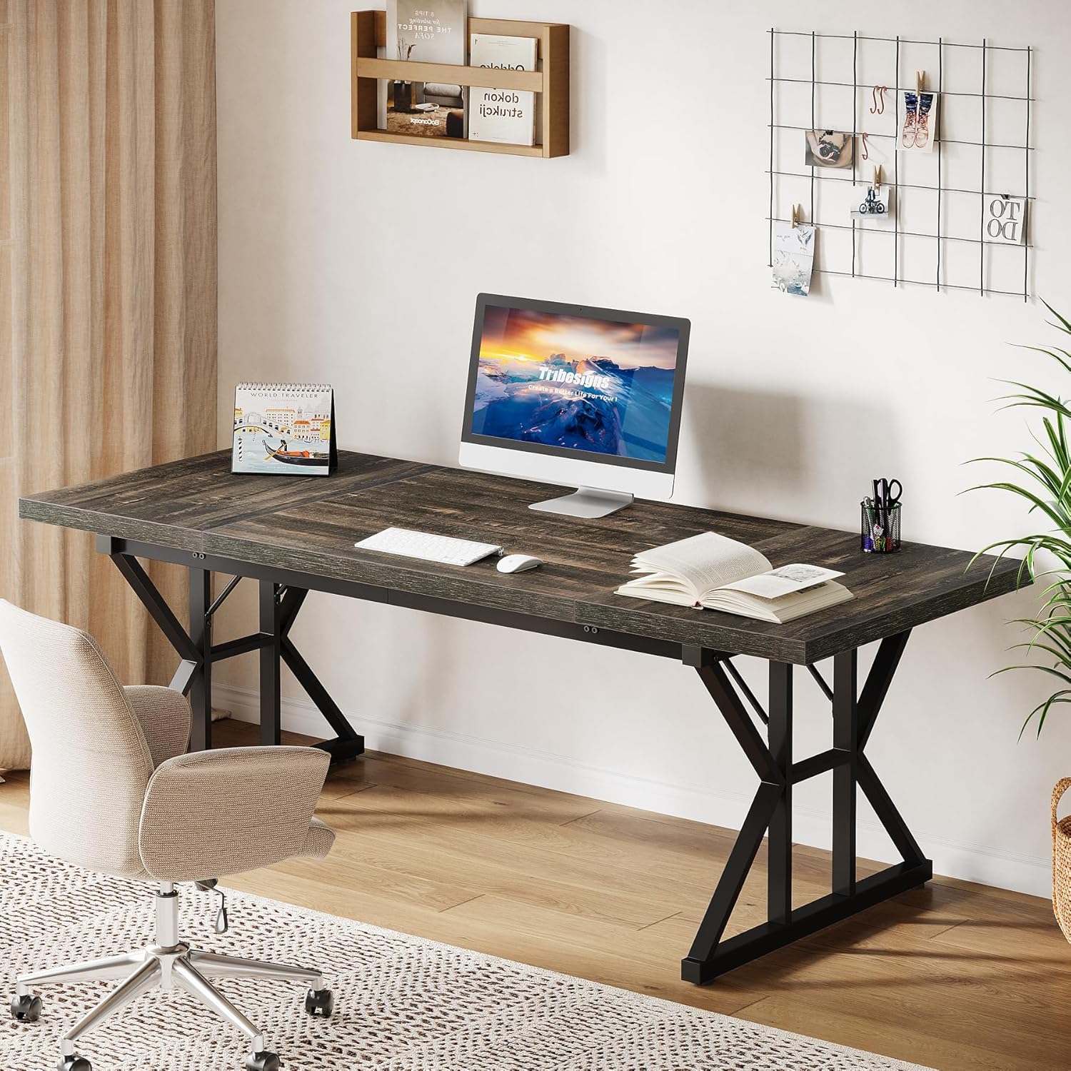 Tribesigns 70.86" Executive Desk, Industrial Style Computer Desk for Home Office