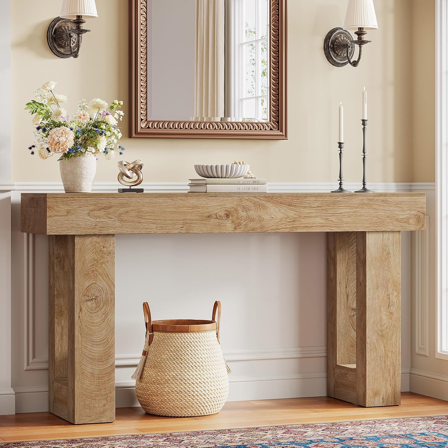 Tribesigns 63-Inch Console Table, Farmhouse Wooden Sofa Table