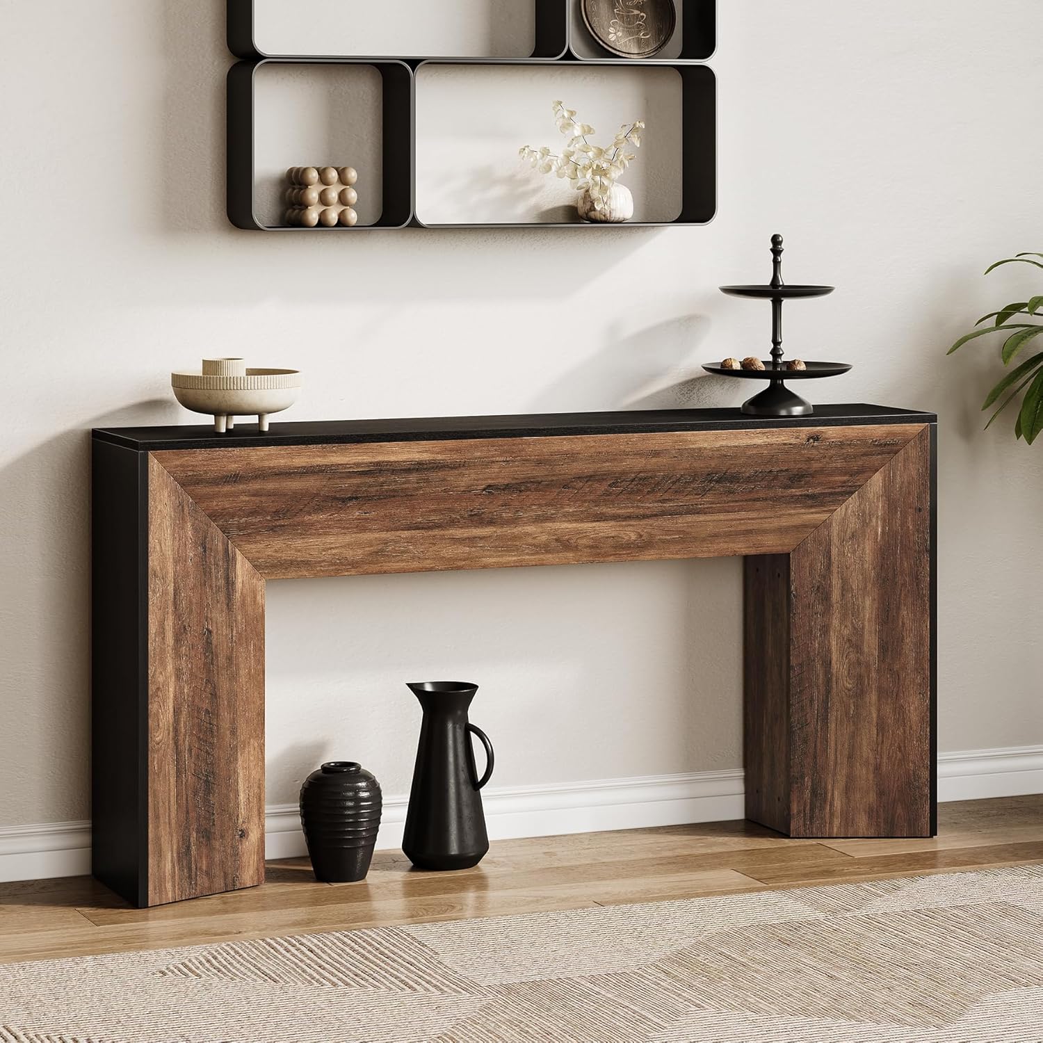 63" Extra Long Console Table for Entryway, Modern Wooden Sofa Table for Living Room