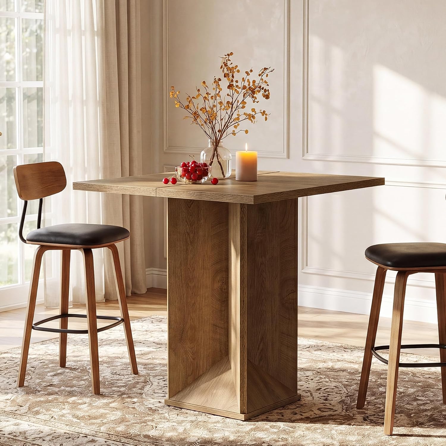 31" Square Bar Table, Home Bar Counter Height Pub Bistro Table
