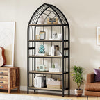 5 - Tier Bookshelf, 74.8" Industrial Curved Bookcase Freestanding Display Shelf Tribesigns