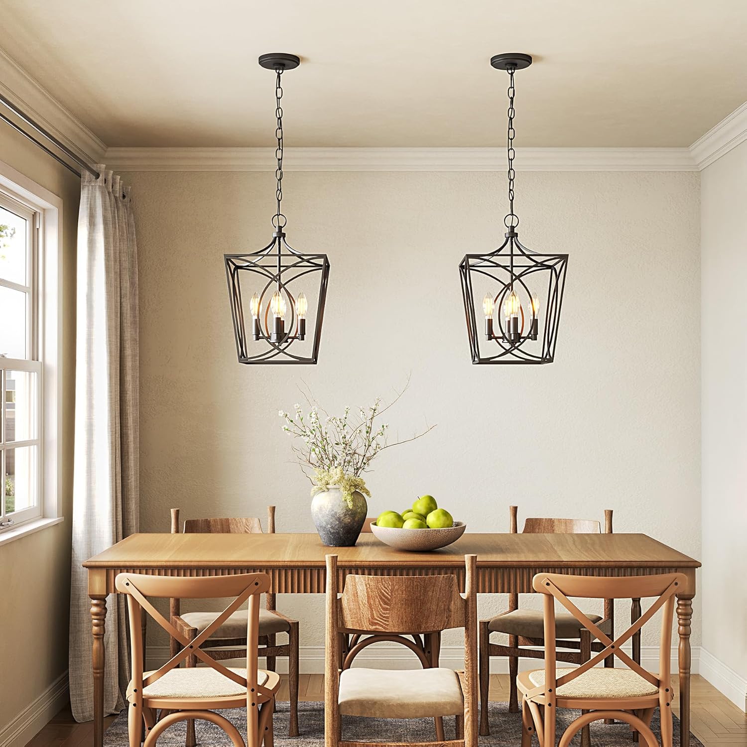 4-Light Pendant Light Fixture, Industrial Chandelier With Adjustable Chain