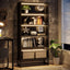 Tribesigns 70.8-Inch Tall Bookcase with LED Lights, 5-Tier Black Bookshelf Organizer