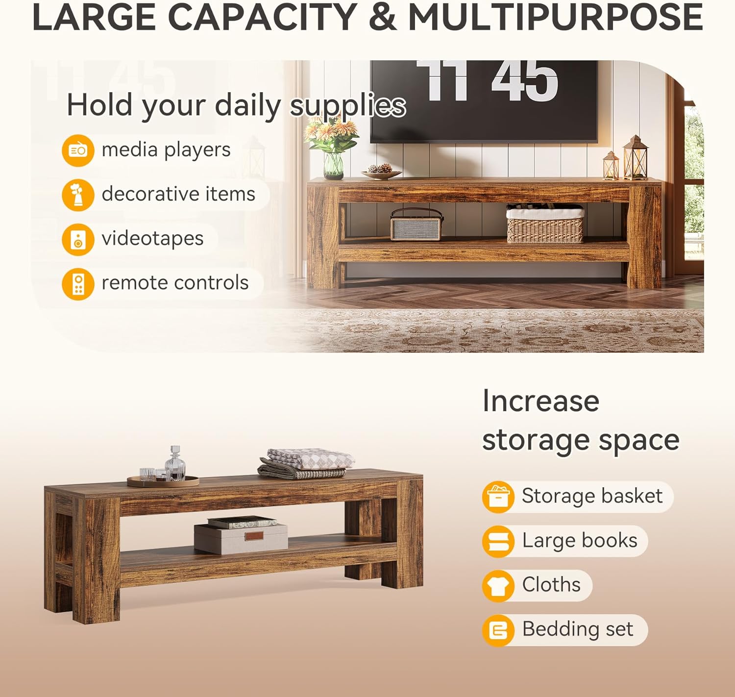 59" TV Stand, Entertainment Center Television Stand for 55/60/65/75-Inch TVs
