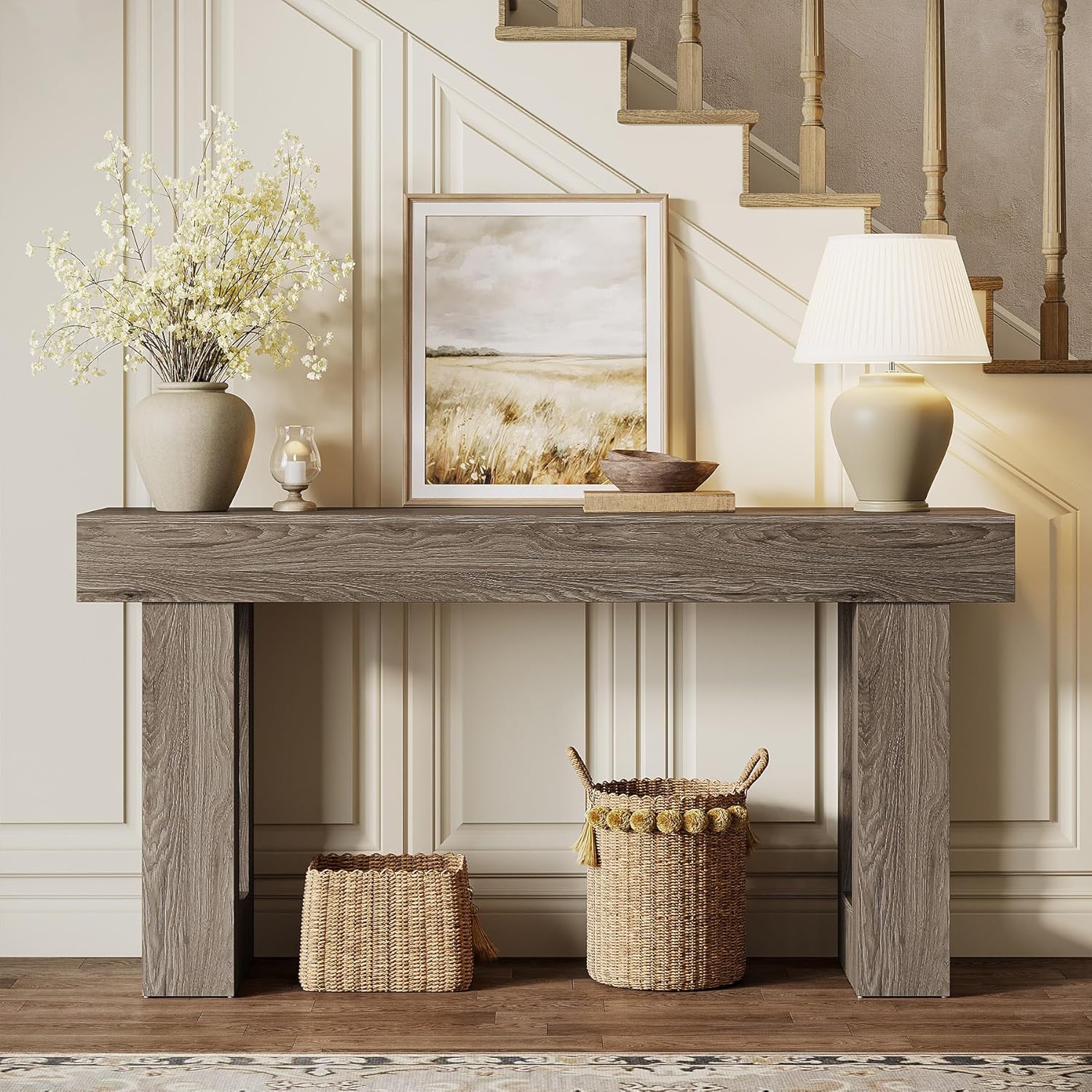 Tribesigns 63-Inch Console Table, Farmhouse Wooden Sofa Table