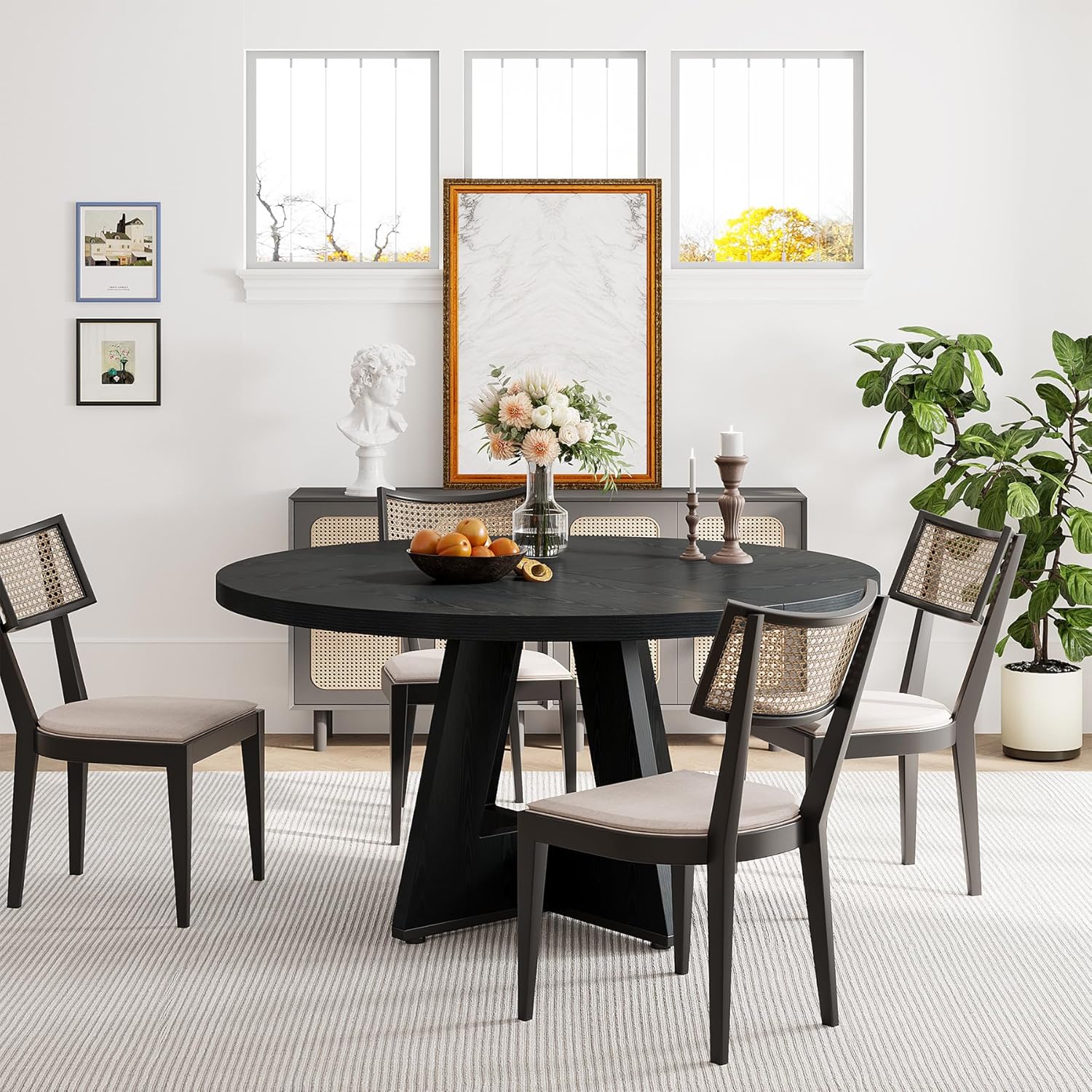 Tribesigns 47 Inch Round Dining Table, Farmhouse Kitchen Table for 4-6