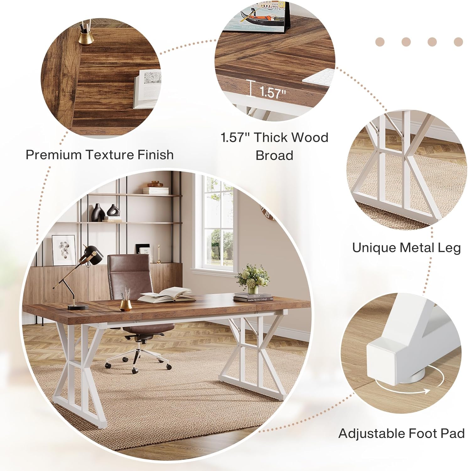 Tribesigns 70.86" Executive Desk, Industrial Style Computer Desk for Home Office